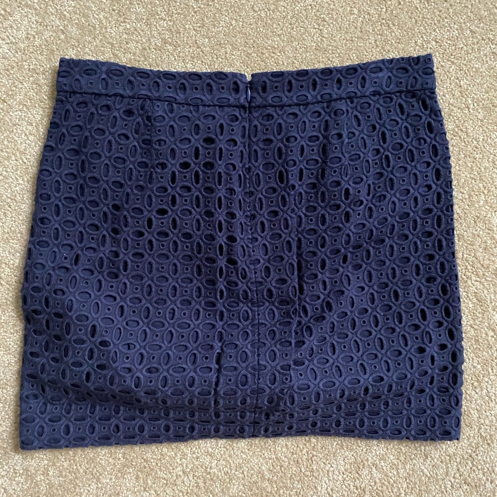 Navy Eyelet Mini Skirt